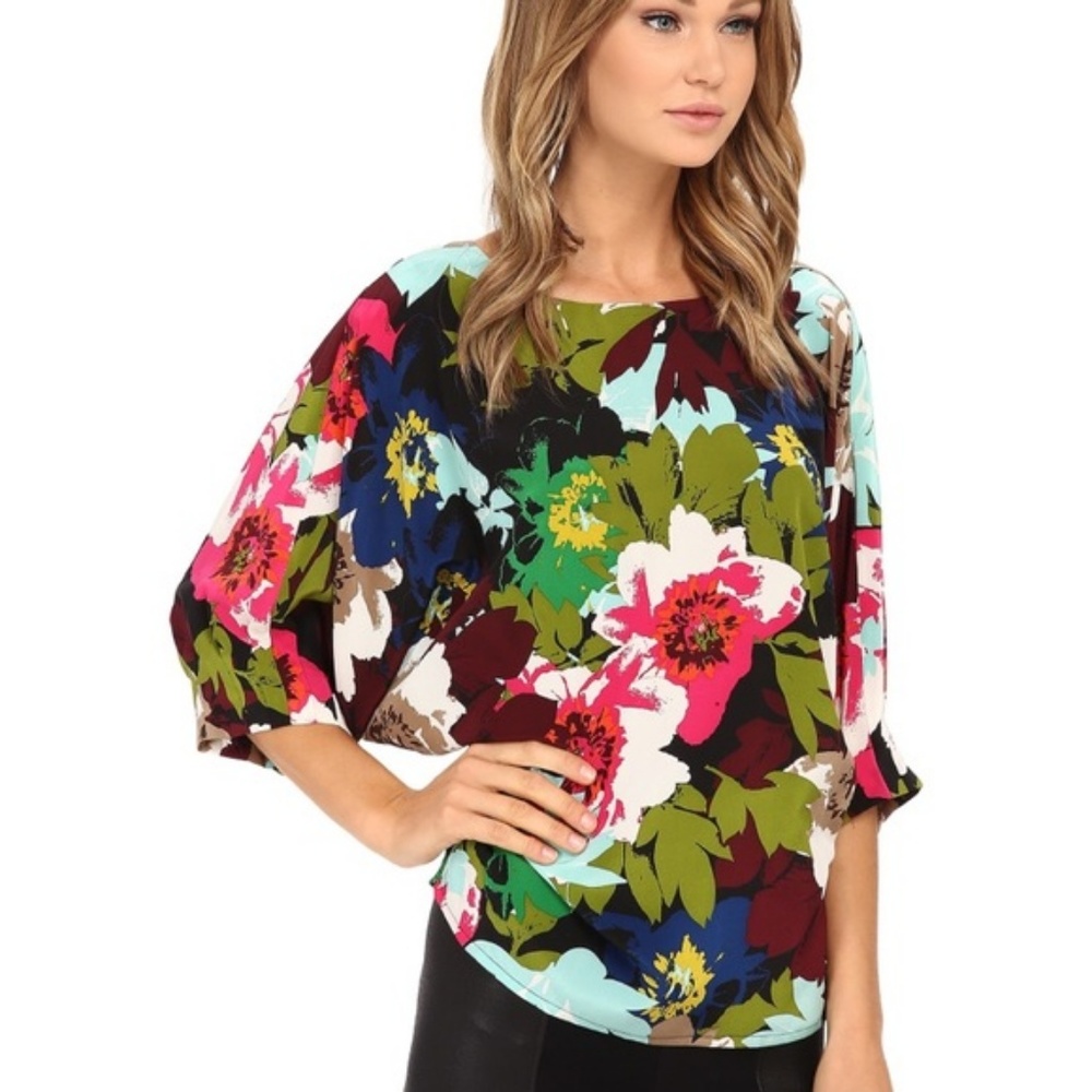 🎈Trina Turk Garland Floral Silk Blouse Top XS